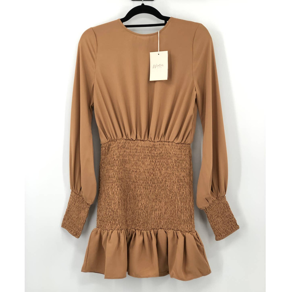 Elegant Tan Mini Dress